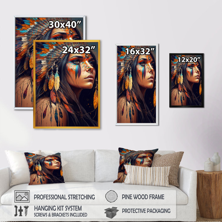 DesignArt Colorful Native American Woman V On Canvas Print | Wayfair